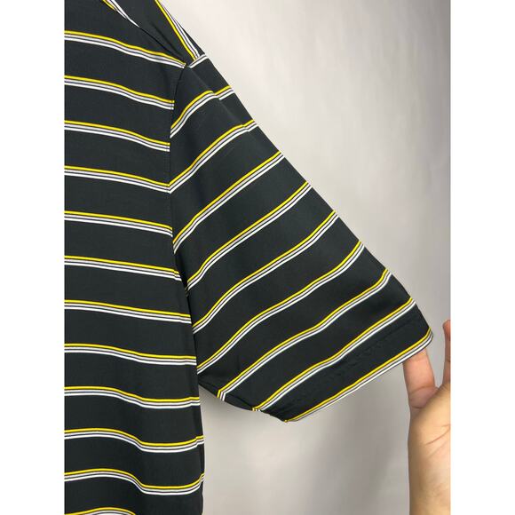 Under Armour HeatGear Golf Polo Black Yellow Stripe Tree Logo Custom Logo Large - Picture 7 of 12